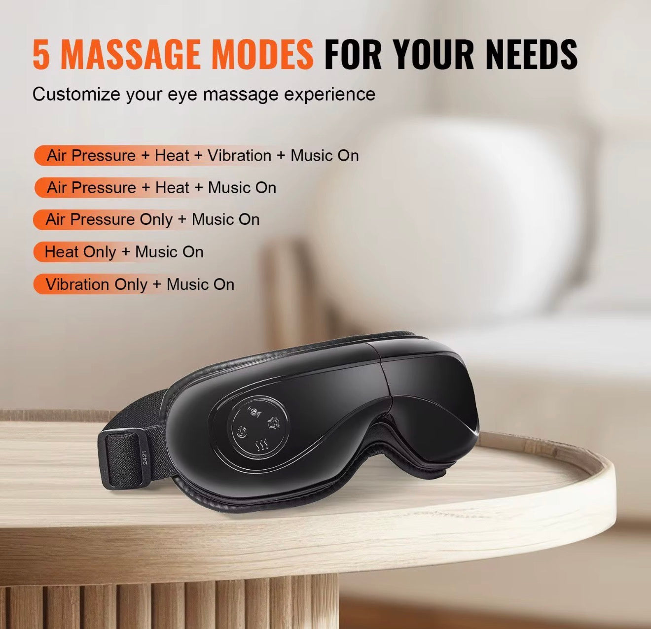 VEVOR Heated Eye Massager with Bluetooth & Remote