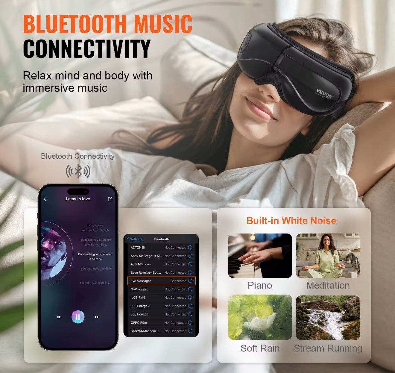 VEVOR Heated Eye Massager with Bluetooth & Remote
