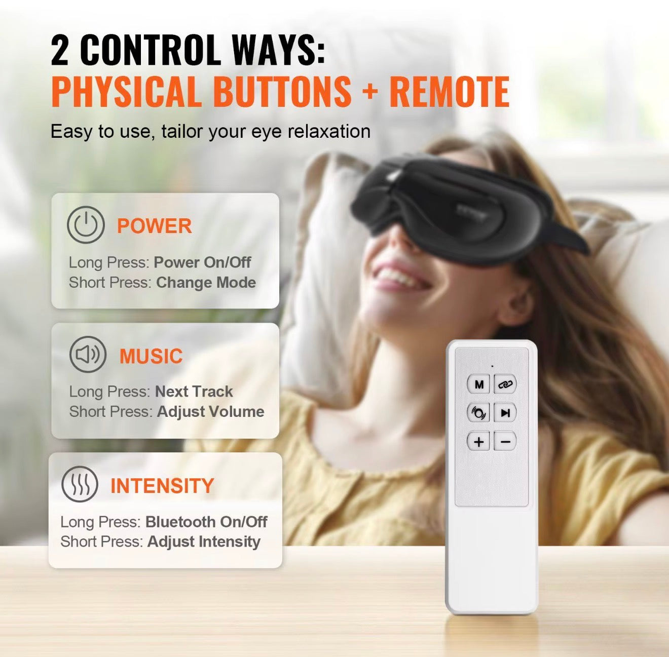 VEVOR Heated Eye Massager with Bluetooth & Remote