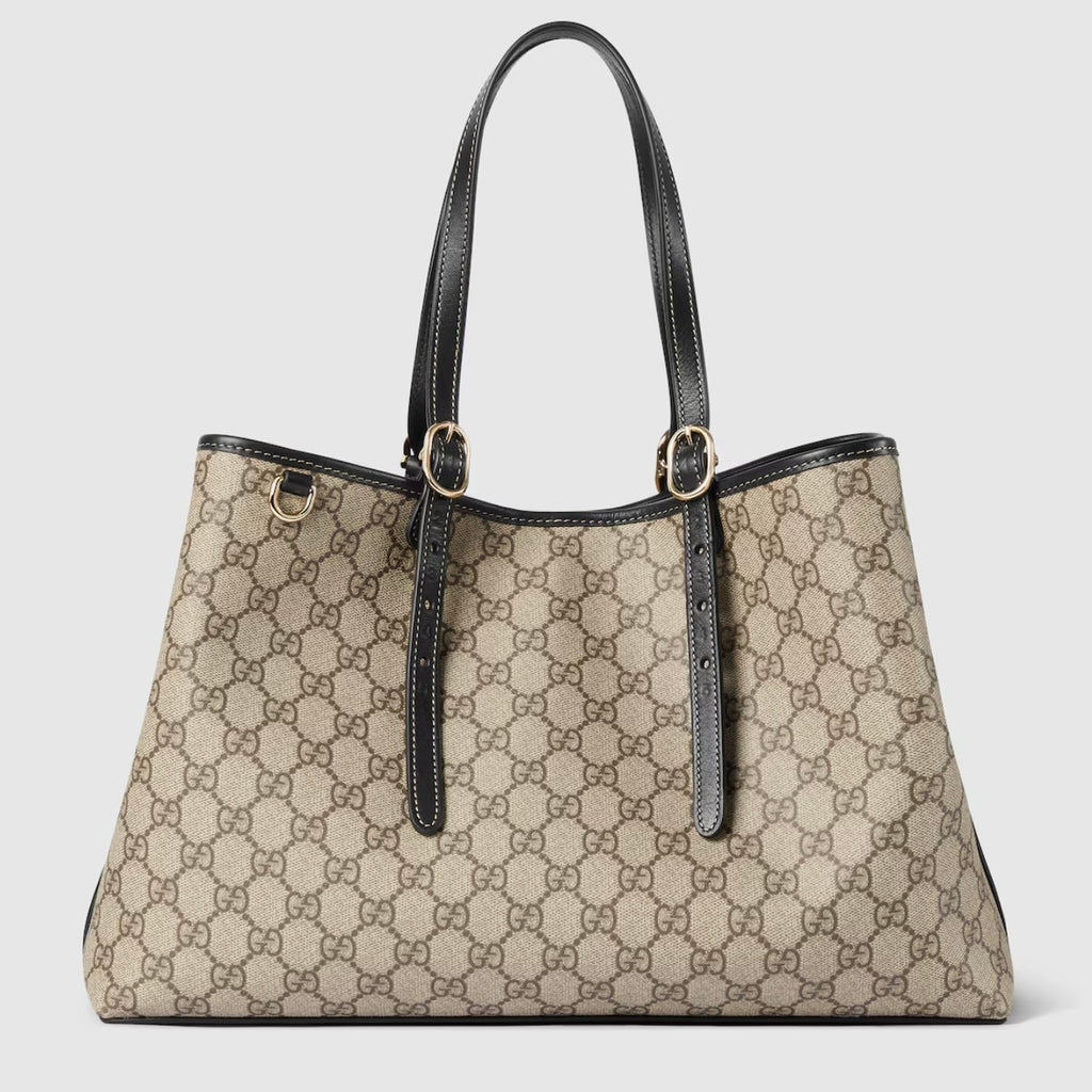 Velmara Signature Tote (Beige/Dark Blue)