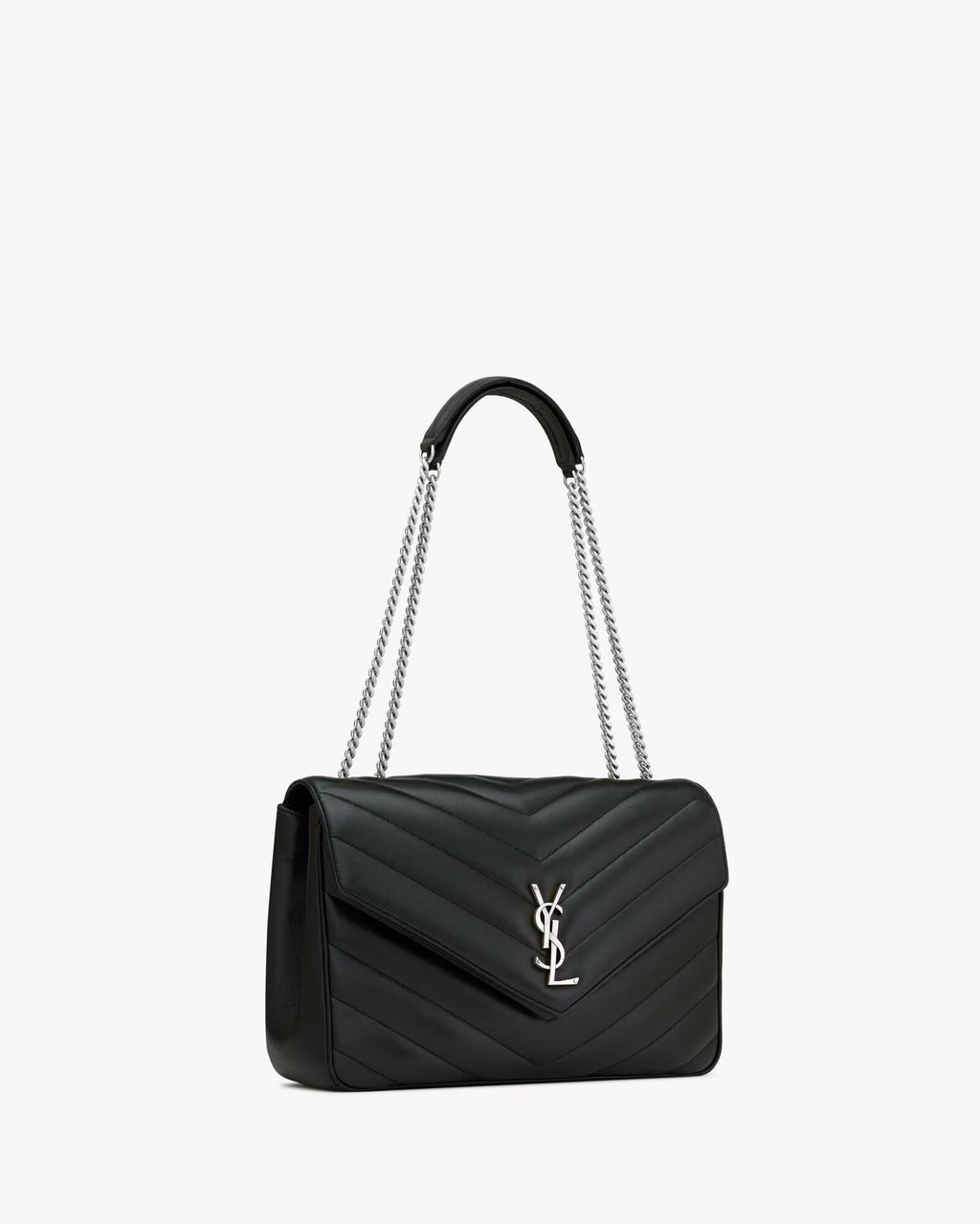 Nouvelle Quilted Shoulder Bag 31 CM (Black Silver Logo)