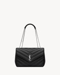 Nouvelle Quilted Shoulder Bag 31 CM (Black Silver Logo)