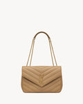 Nouvelle Quilted Shoulder Bag 31 CM (Brown Gold Logo)