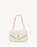 Nouvelle Quilted Shoulder Bag 31 CM (White Gold Logo)